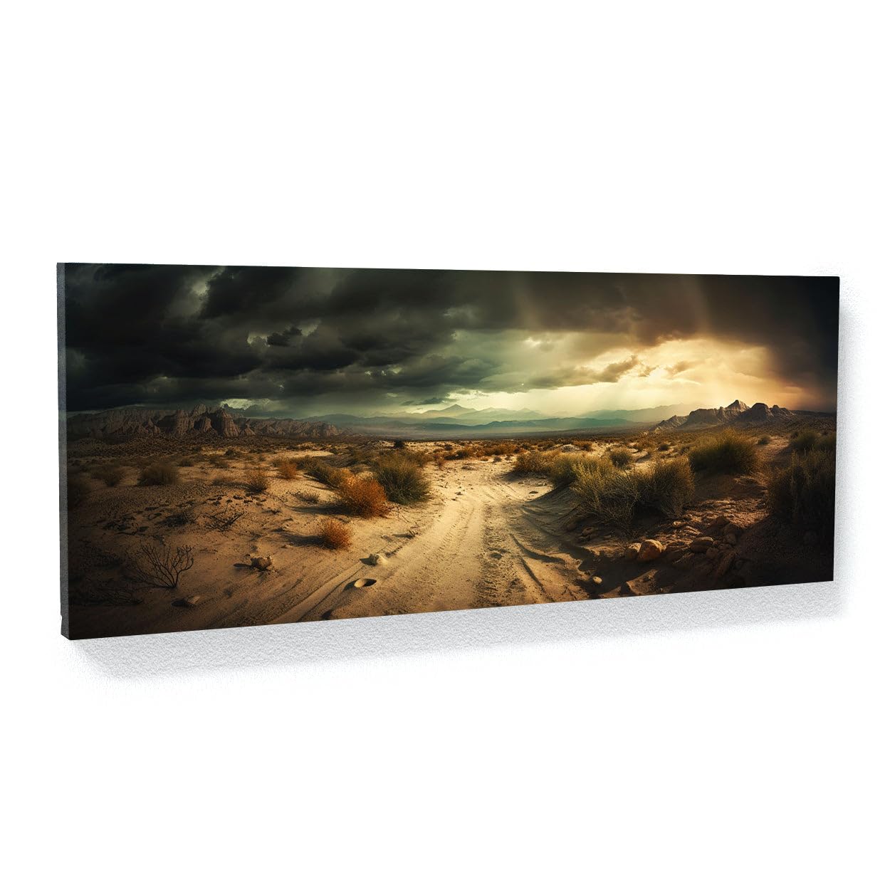 Sense Canvas Desert Landscape Stormy 16 Canvas Art - Home Decor Wall Art Print Poster Painting Large 40x16 / 0.75"