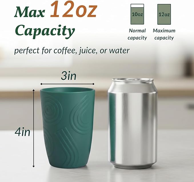 Homienly Cups for Drinking 12oz Daily Use Cups Dishwasher Safe Plastic Cups Alternative Stackable and Lightweight Reusable cups for Family Use-Forest Series