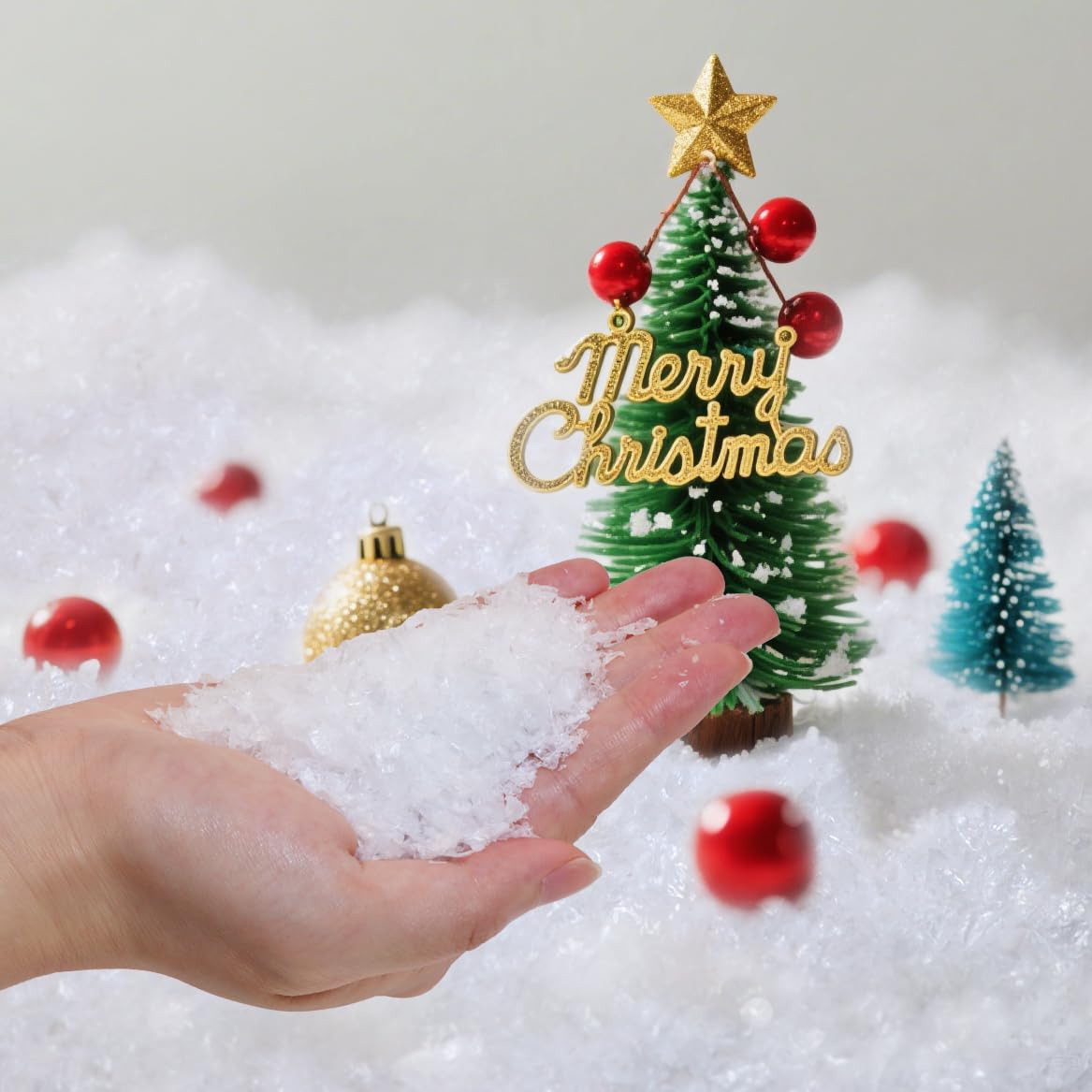 Penta Angel 100g Fake Snow Decorations Plastic Xmas Artificial Snowflake Confetti for Christmas Holiday Home Decor Crafts DIY (Solid White)