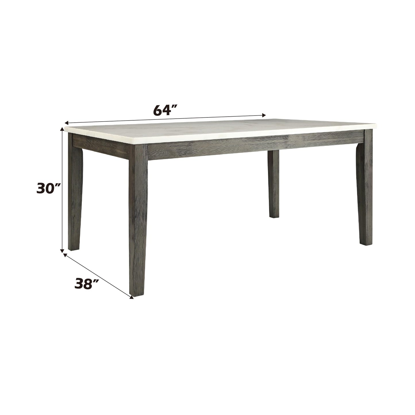 ACME FURNITURE Merel Dining Table - - White Marble & Gray Oak