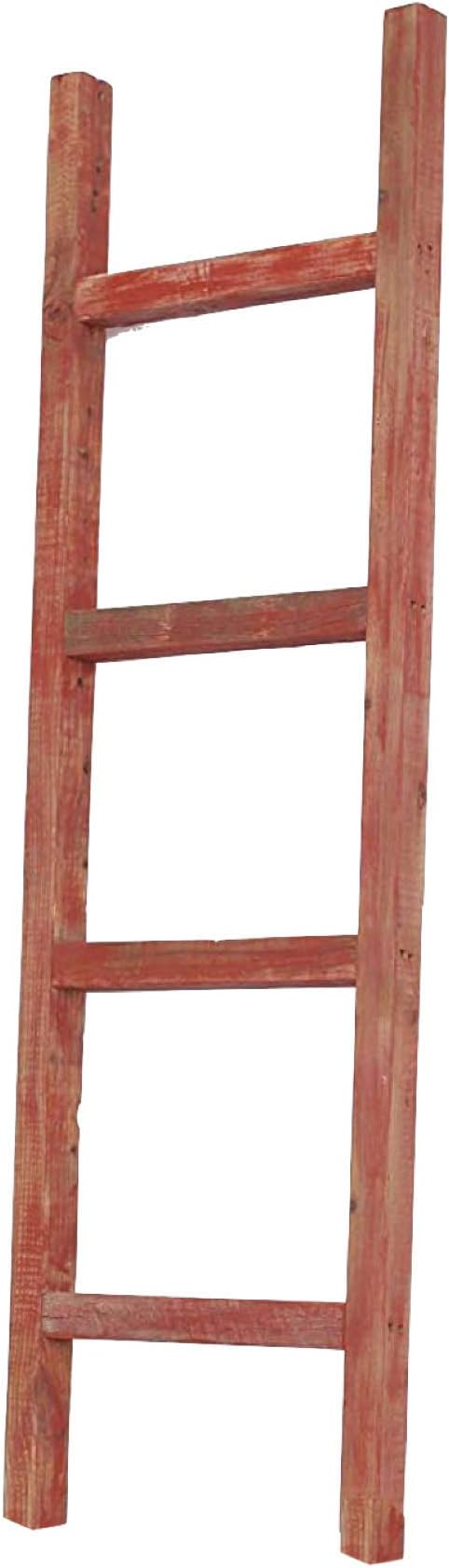 BARNWOODUSA Rustic Farmhouse Decorative Ladder - Our 47 inch Ladder can be Mounted Horizontally or Vertically and is Crafted from 100% Recycled and Reclaimed Wood No Assembly Required Rustic Red