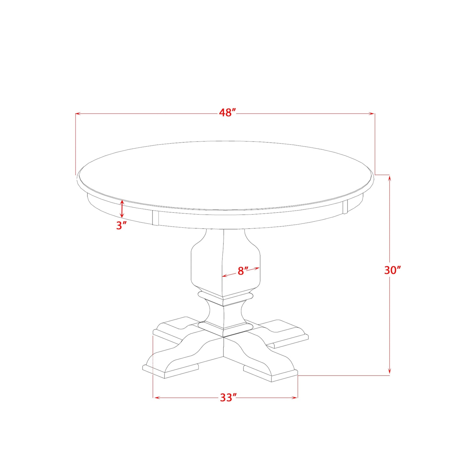 Luxe by East West Furniture FE3-11-TP - Modern Dining Table with Acacia Wood Round Tabletop, Sand Blasted Black Finish