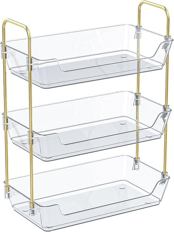Leoenir 3-Tier Bathroom Organizer Countertop – Makeup, Perfume, and Skincare Storage Tray for Bathroom, Dresser, and Vanity