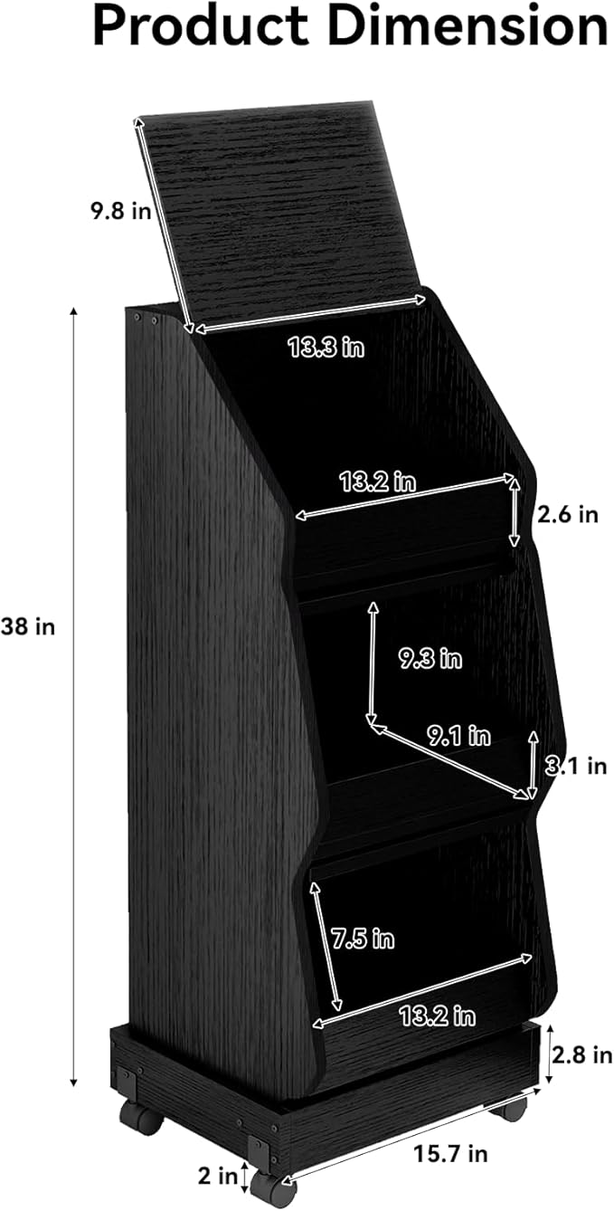 ARTETHYS Potato and Onion Storage Bin with Wheels Black Movable Bread Box with Lid Onion Organizer with Grocery Section Decorative Vegetable Organization Cabinet for Kitchen
