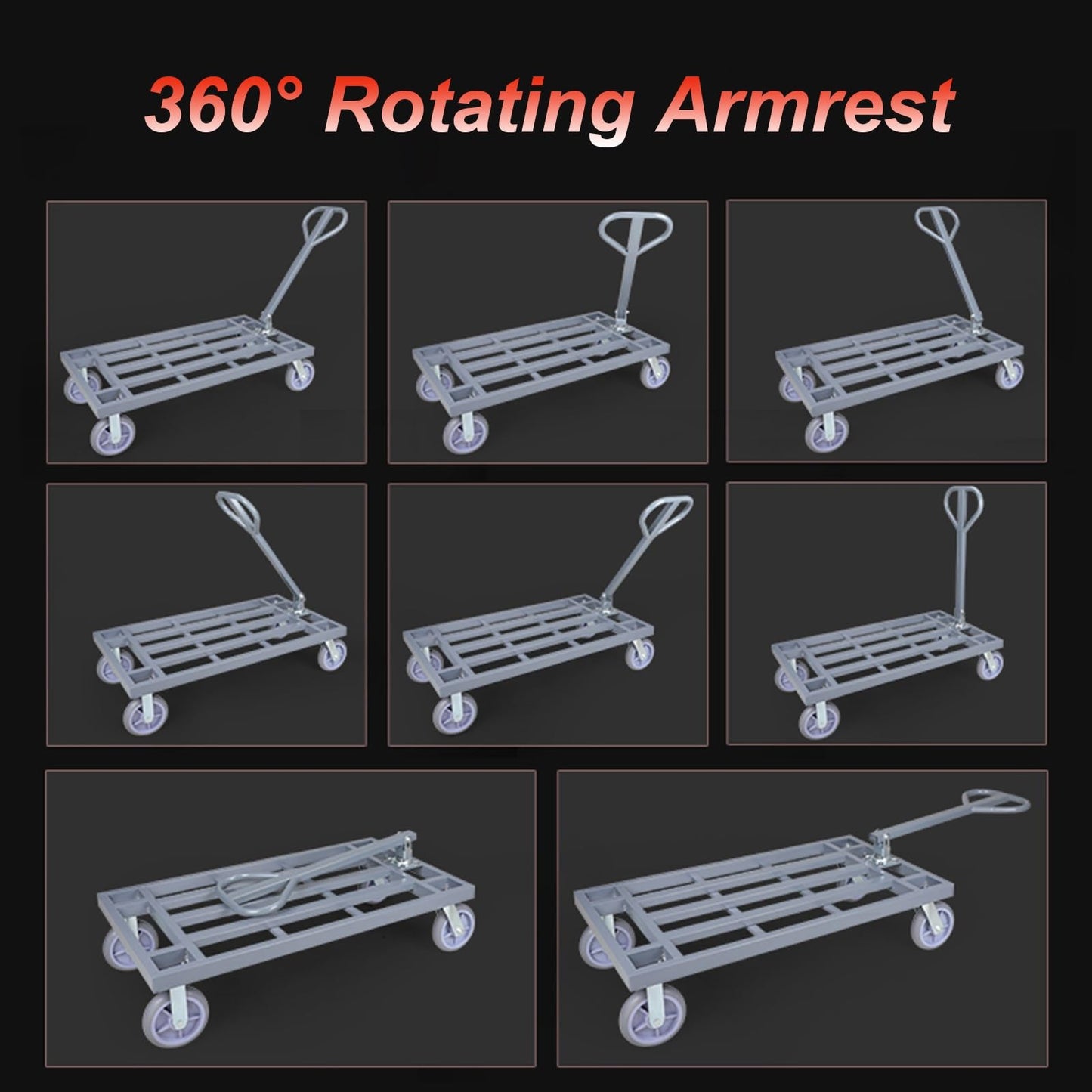 Heavy Duty Push Cart Dolly, Commercial Platform Truck for Home Office, Warehouse, and Supermarket, 8 Inch Brake Tires for Enhanced Stability