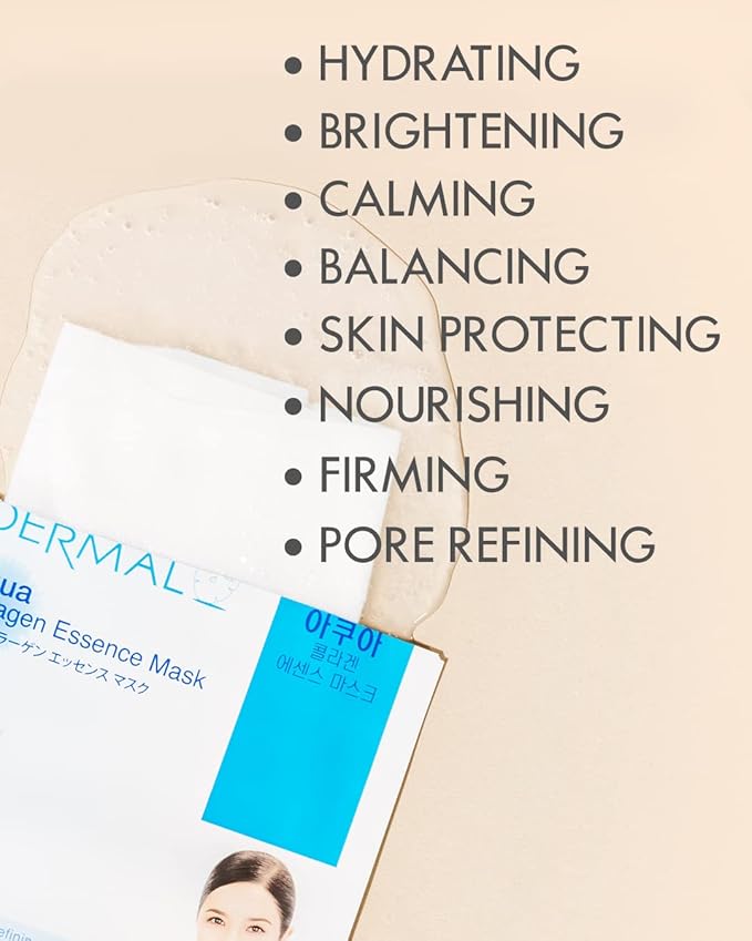DERMAL Korean Collagen Face Mask ??Hydrating & Soothing Sheet Mask with Panthenol ??Hypoallergenic Calming Moisture Care for All Skin Types ??16 Combo Pack A