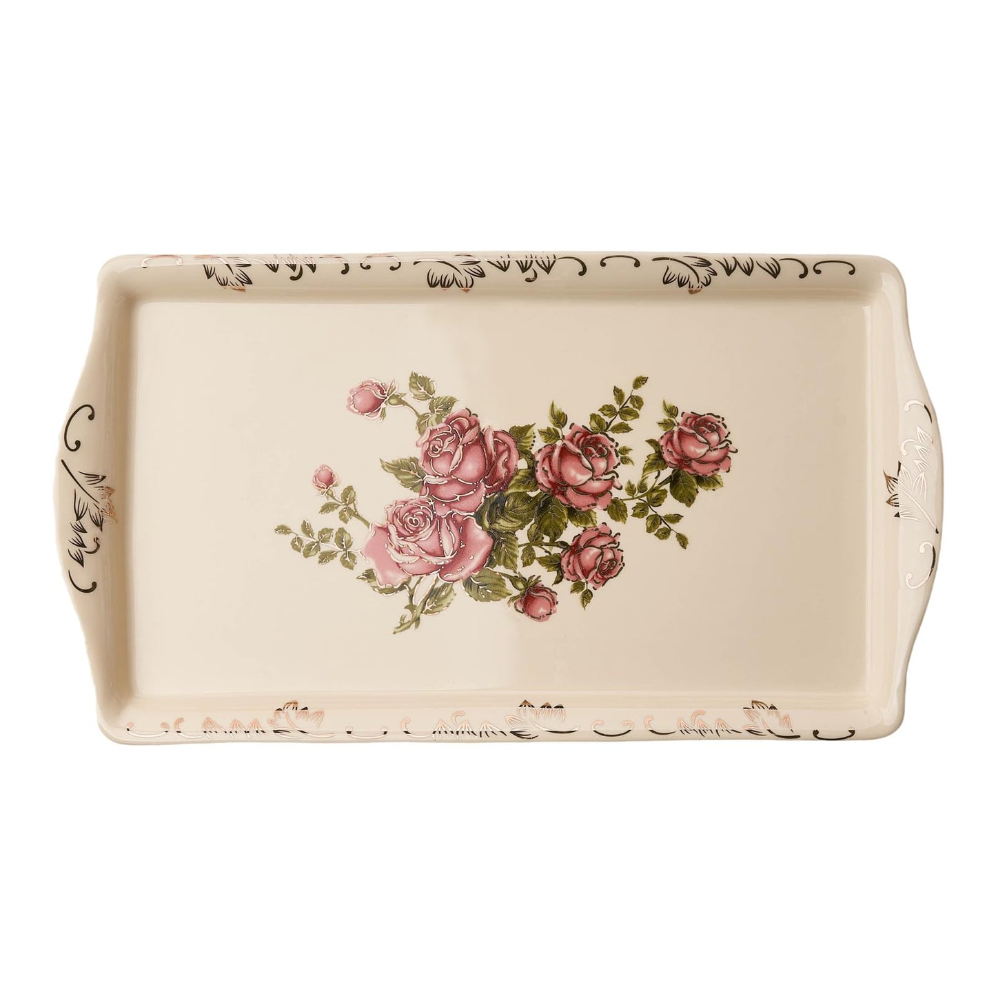YOLIFE Ceramic Rose Serving Tray, Decorative Platter for Tea Party - 13.5 inch