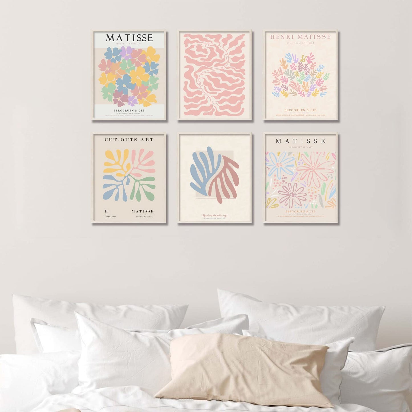 KBKBART Henri Matisse Posters, Danish Pastel Room Decor Aesthetic, Abstract Matisse Wall Art, Minimalist Flower Boho Art Prints, Gallery Wall Decor (8x10inch, Unframed)