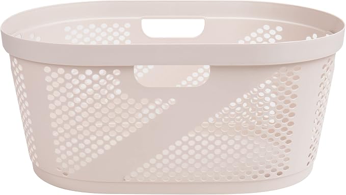 Mind Reader 40L Laundry Basket, Clothes Hamper, Premium Wicker Design, Plastic, Ivory