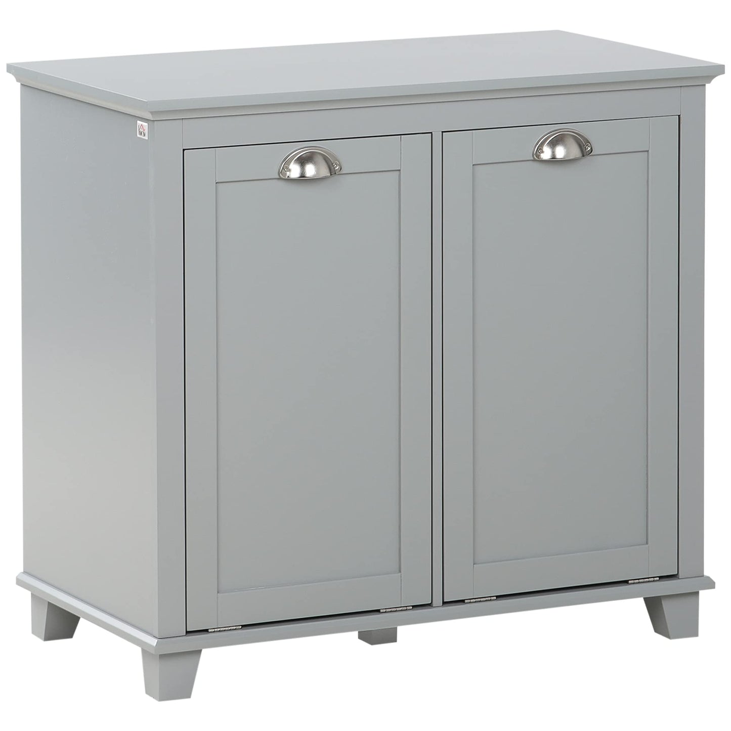 Amacv Tilt-Out Laundry Sorter Cabinet, Bathroom Storage Organizer with Two-Compartment Tilt-Out Hamper, Gray