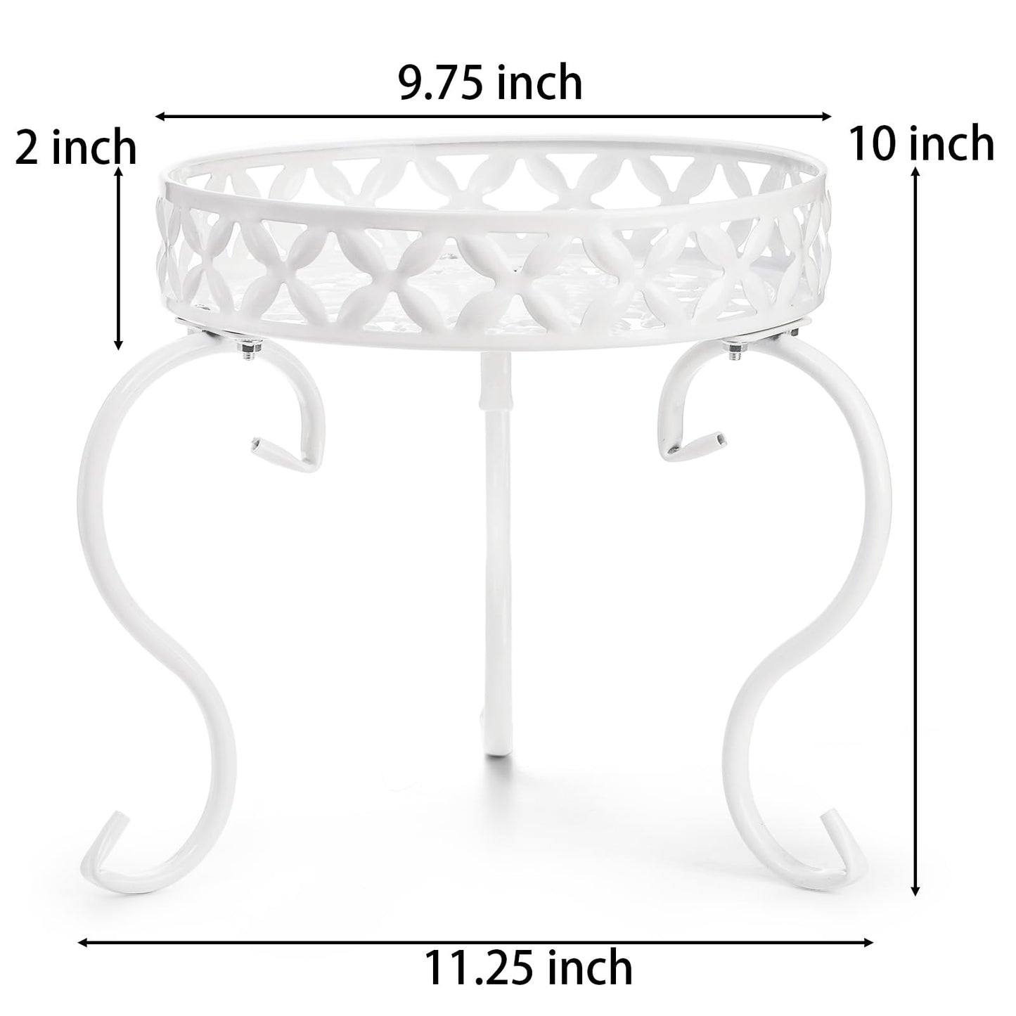 TOPZEA 2 Pack Metal Plant Stand for Flower Pot, Heavy Duty Potted Plant Holder Support Rack, Rustproof Iron Round Plant Pedestal Display Stands for Indoor Outdoor, Floor, Garden, Patio, Balcony, White