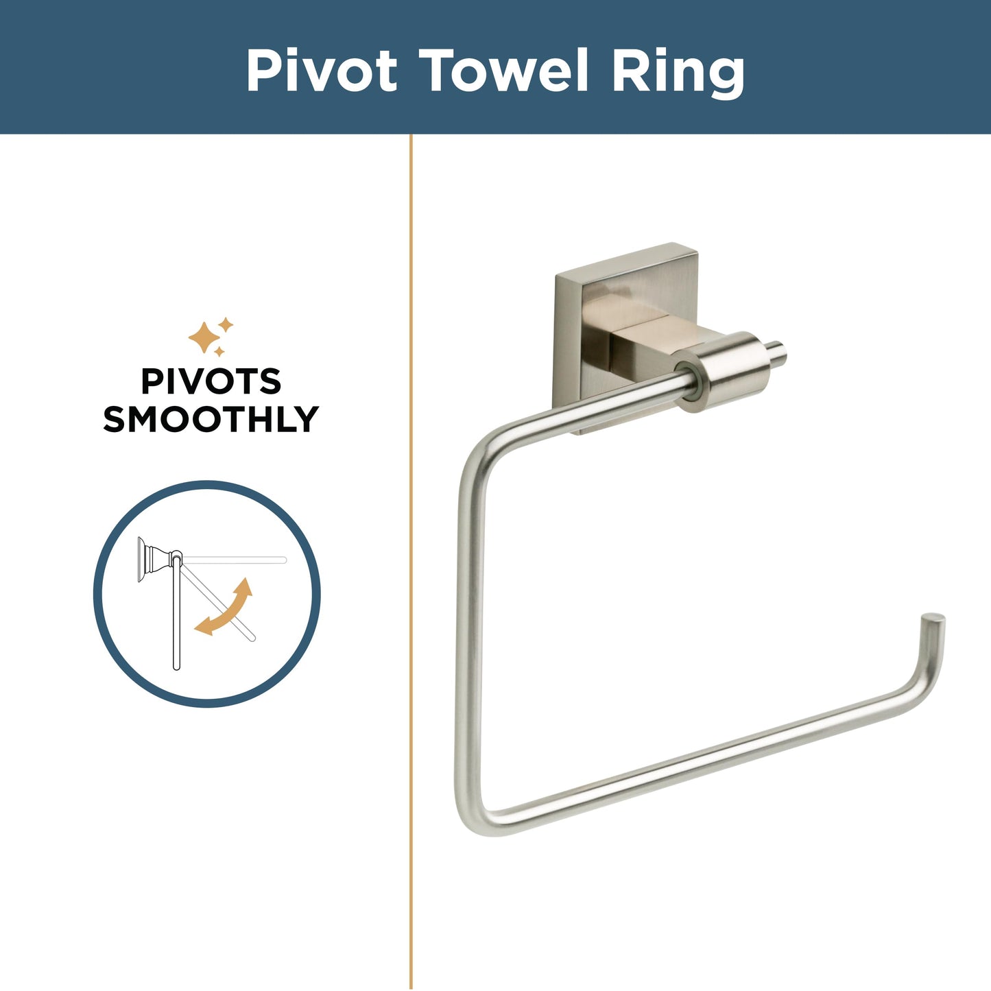 Franklin Brass Maxted (1-Pack) Hand Towel Holder Satin Nickel Towel Racks for Bathroom Wall Square Towel Ring Holder for Bath Towel Hanger for Kitchen, Bathroom Accessories MAX46-SN
