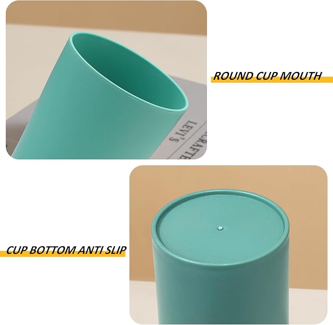 Drinking Glasses Premium Wheat Straw Unbreakable Cups - Set of 8 Alternative to Plastic Cups Unbreakable Drinking Cup Easy to Clean & Reusable Dishwasher Safe Water Glasses Tumblers (13 OZ)