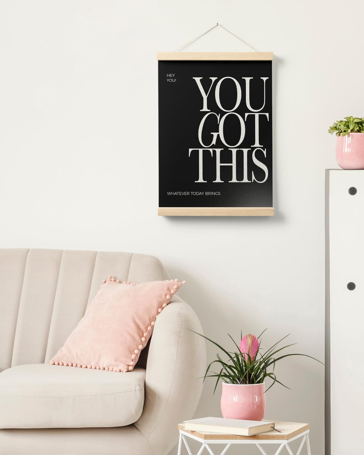 FGFK Inspirational Wall Art Poster Hanger Frame, You Got This Positive Affirmation Motivational Quote Canvas Prints Framed Wall Decor for Home Living Room Office, 12x16 Inch