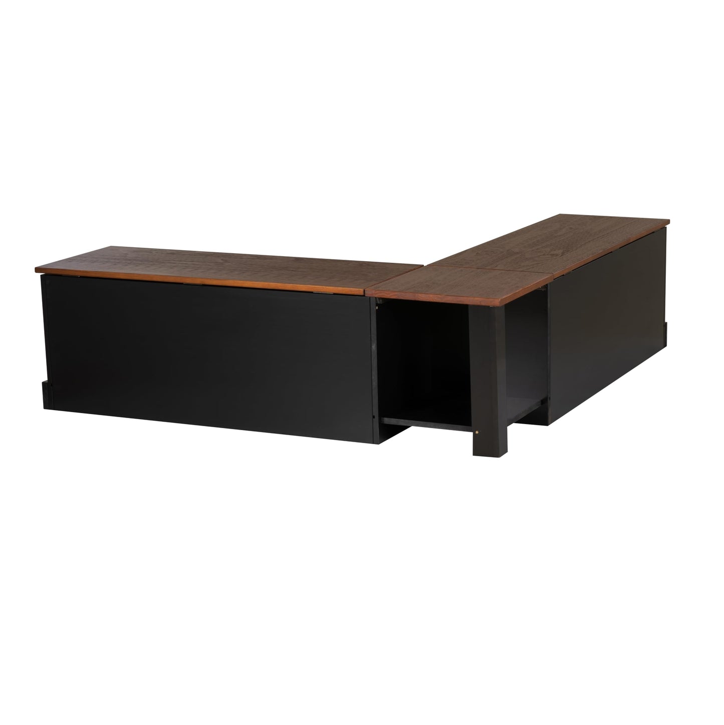 Linon Harris Black and Walnut Backless Kitchen Dining Nook with Hidden Storage Bench Space