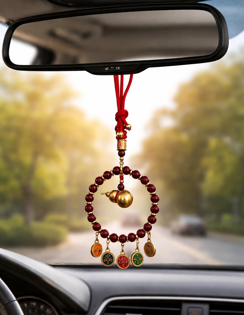 Thangka-Inspired Five Wealth Deities Eye Decorative Hanging Ornament (Wu Lou)