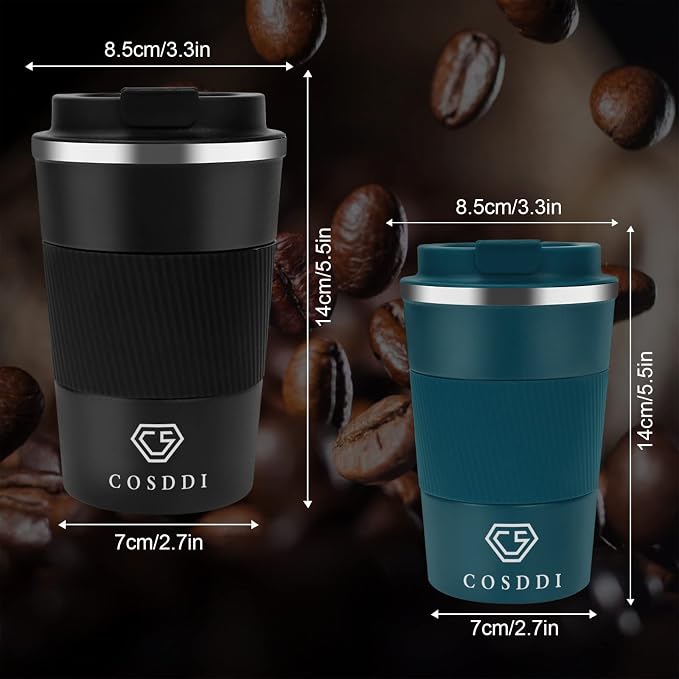 CS COSDDI 12 oz Stainless Steel Vacuum Insulated Tumbler - Coffee Travel Mug Spill Proof with Lid - Coffee Cups for Keep Hot/Ice Coffee,Tea and Beer