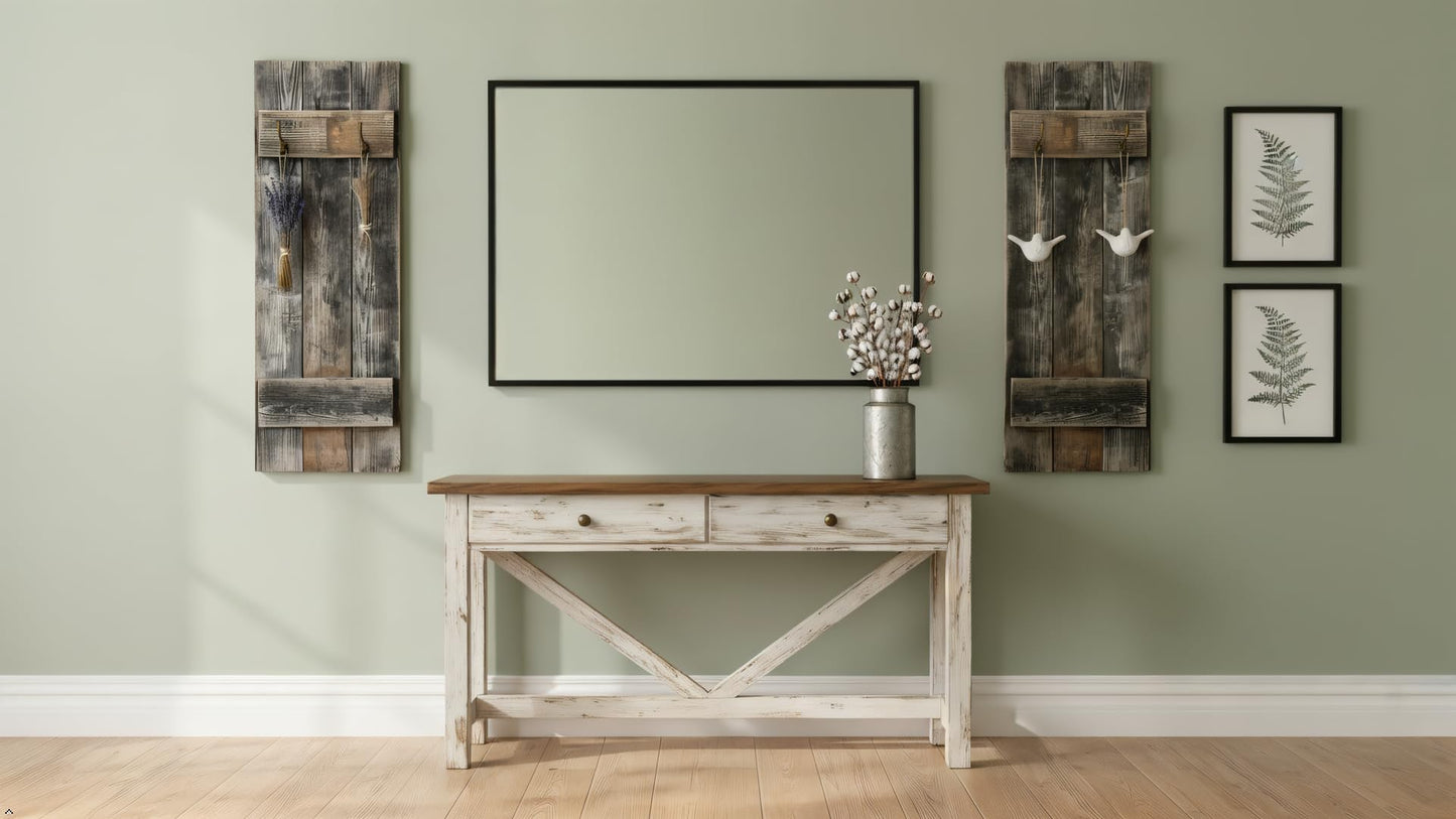 Rustic Revival | Rustic Shutters Made from 100% Reclaimed Weathered Wood – Set of 2 – Farmhouse Barnwood Style Wall Decor – Real Wood Handmade in The USA (11"x30")