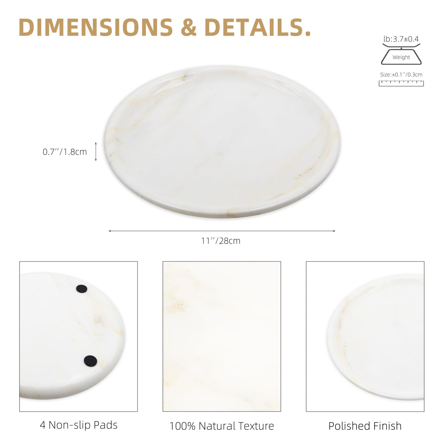 Marmor Marble Perfume Tray Bathroom Tray for Decorative,Candles,Jewelry Stone Vanity Tray,Kitchen Counter Decor and Home Decorative Tray(Calacatta Marble Gold) Jewelry Tray Unique Festival Gifts
