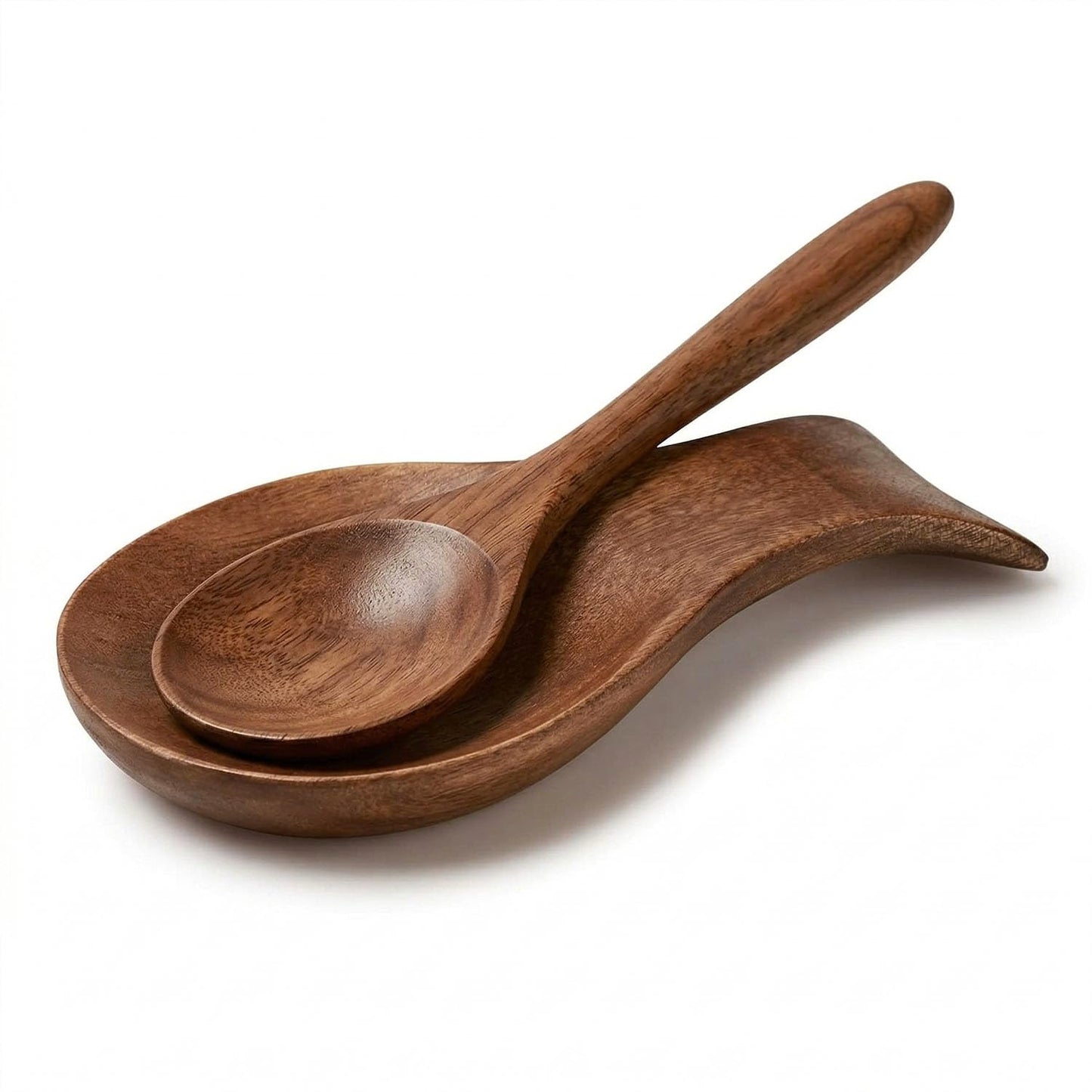 TooWoom Wood Spoon Rest for Stove Top, Bamboo Spoon Holder for Kitchen Countertop Wood Spatula Rest, Counter Spoon Holder for Countertop, Tong, Modern and Rustic for Farmhouse as a Dining Table Decor