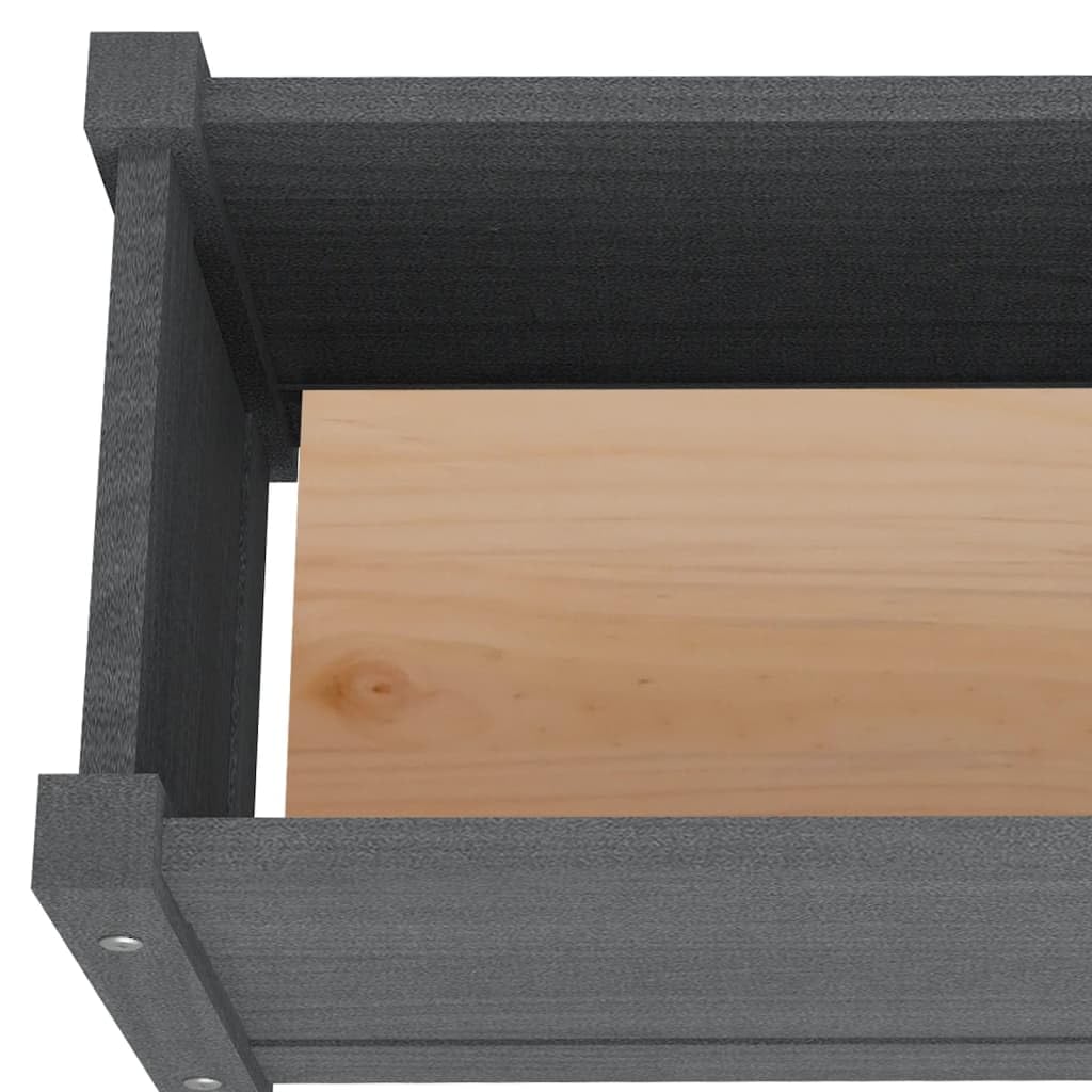 hliofuir Raised Garden Bed Set of 2 in Gray Solid Pinewood 59"x59"x12" Large Elevated Planter Box for Herbs Flowers Outdoor Patio Balcony Gardening