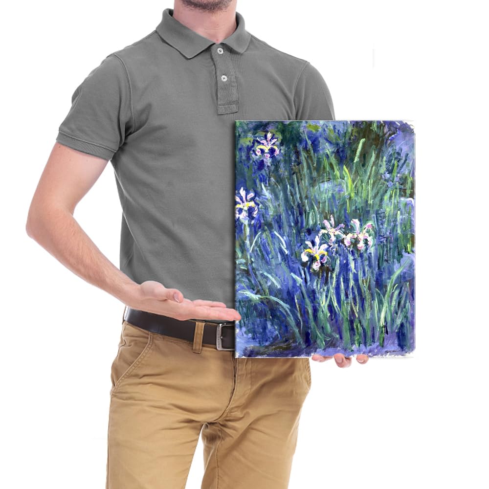 Wieco Art Canvas Print Wall Art Irises by Claude Monet Oil Paintings Reproduction Landscape Pictures Artwork on Canvas Art for Living Room Decorations and Wall Decor