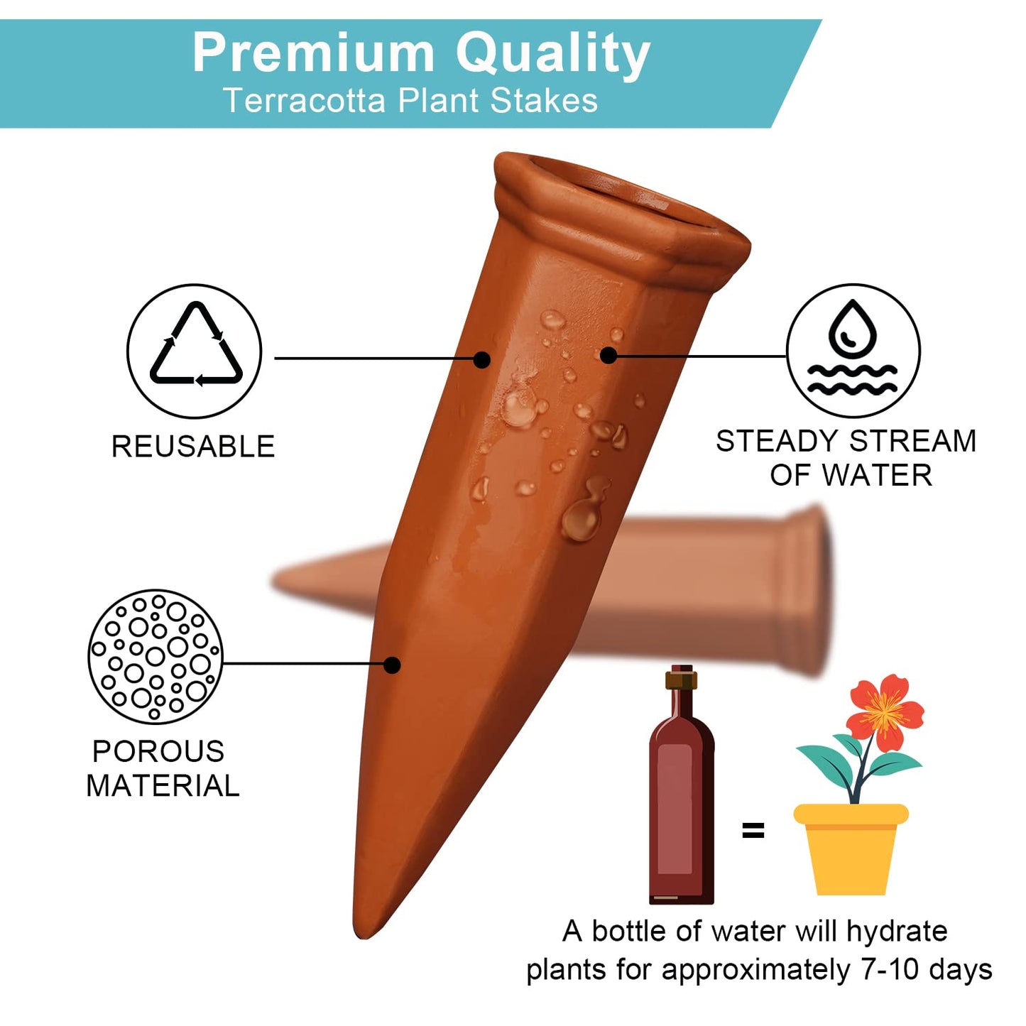 10 Pieces of Plant Watering Piles, Plant Watering Devices,Plant Water Seepage Devices, Clay self Watering Nails, Used for Automatic Watering Systems for Indoor and Outdoor Plants in Vacation Homes