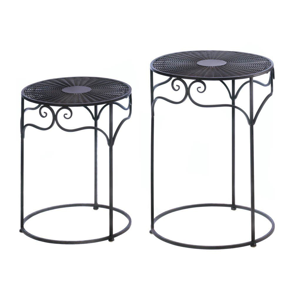 Home Locomotion Umber Wicker Round Nesting Tables