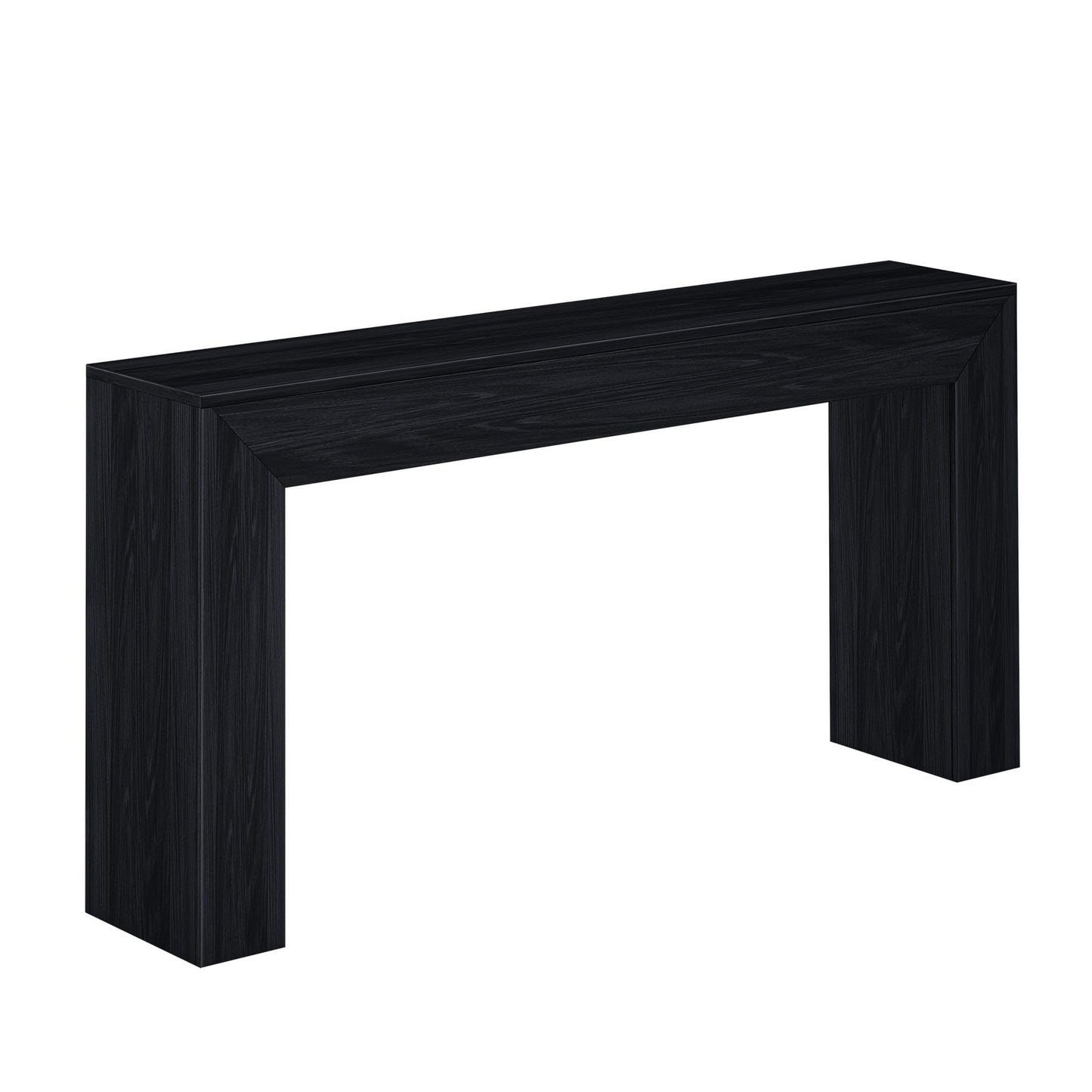 Plank+Beam Grand Console Table, 66 Inch Modern Solid Wood Sofa Table, Narrow Entryway Table for Hallway, Behind The Couch, Living Room, Foyer, Black Wirebrush