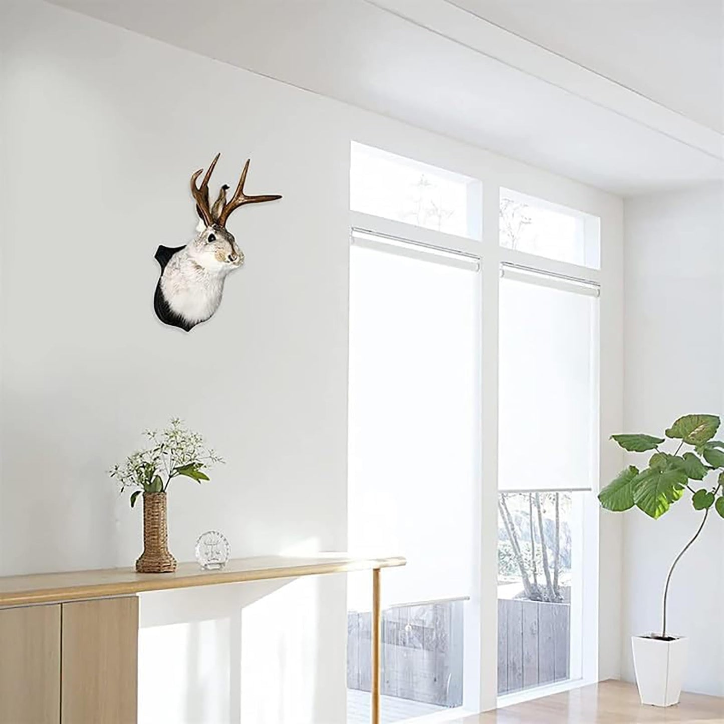 HSOSK Jackalope Mount, Jackalope Taxidermy, Deer Head Wall Mount, Resin Deer Head Animal Wall Art, for Home Wall Decoration