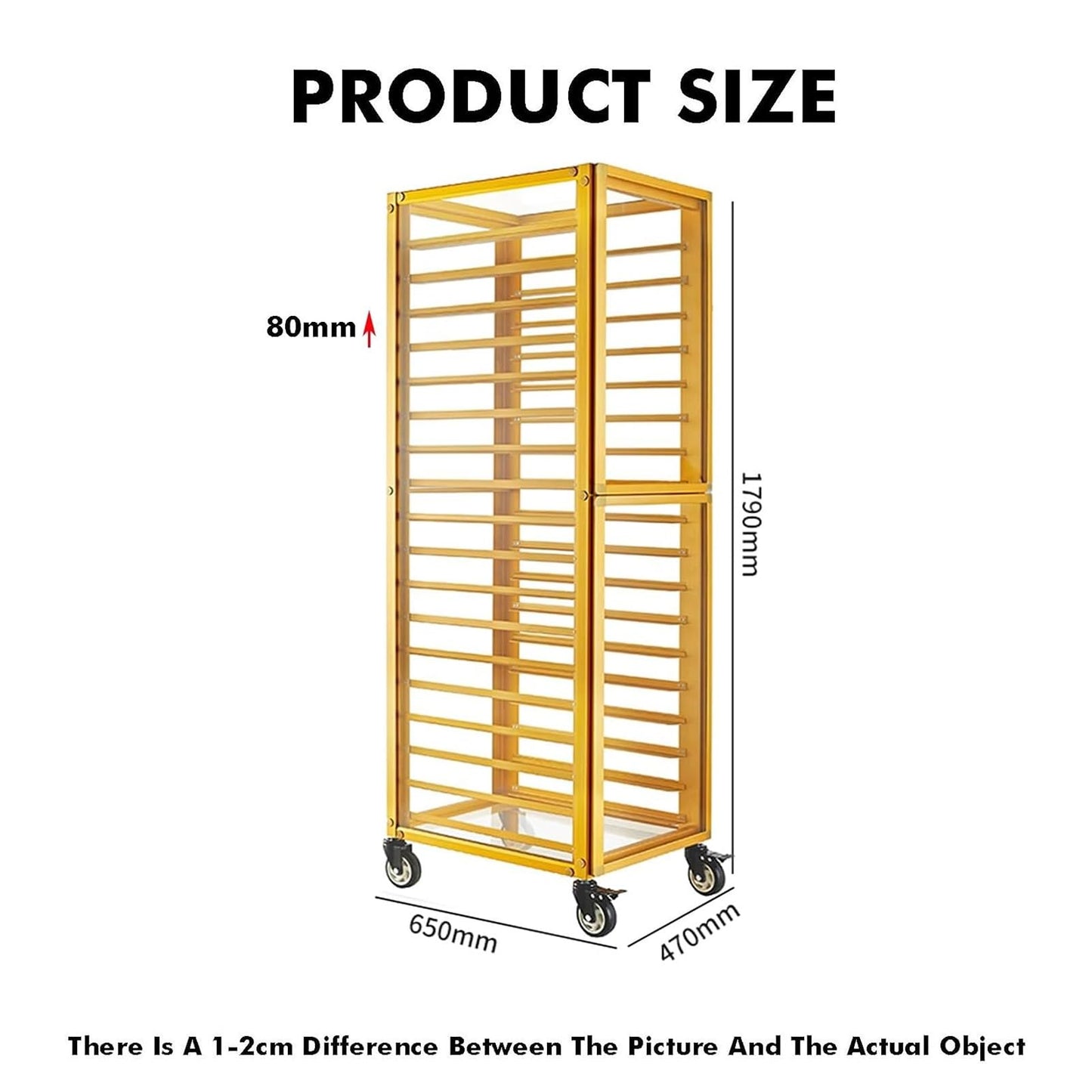 18-Tier Bakery Rack with Wheels, Heavy Duty Aluminum Commercial Drying & Cooling Rack, Rolling Storage Cart for Bread Pizza Baking Trays