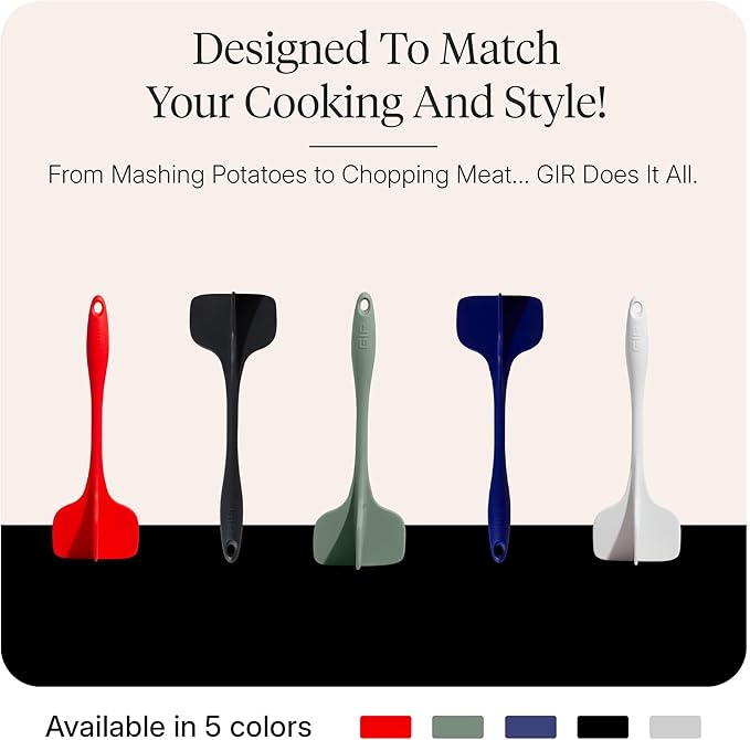 GIR: Get It Right Silicone Quad Meat Chopper - 12 in White - Heat-Resistant & Non-Stick - Potato Masher & Ground Beef Chopper Tool - Burger Smasher
