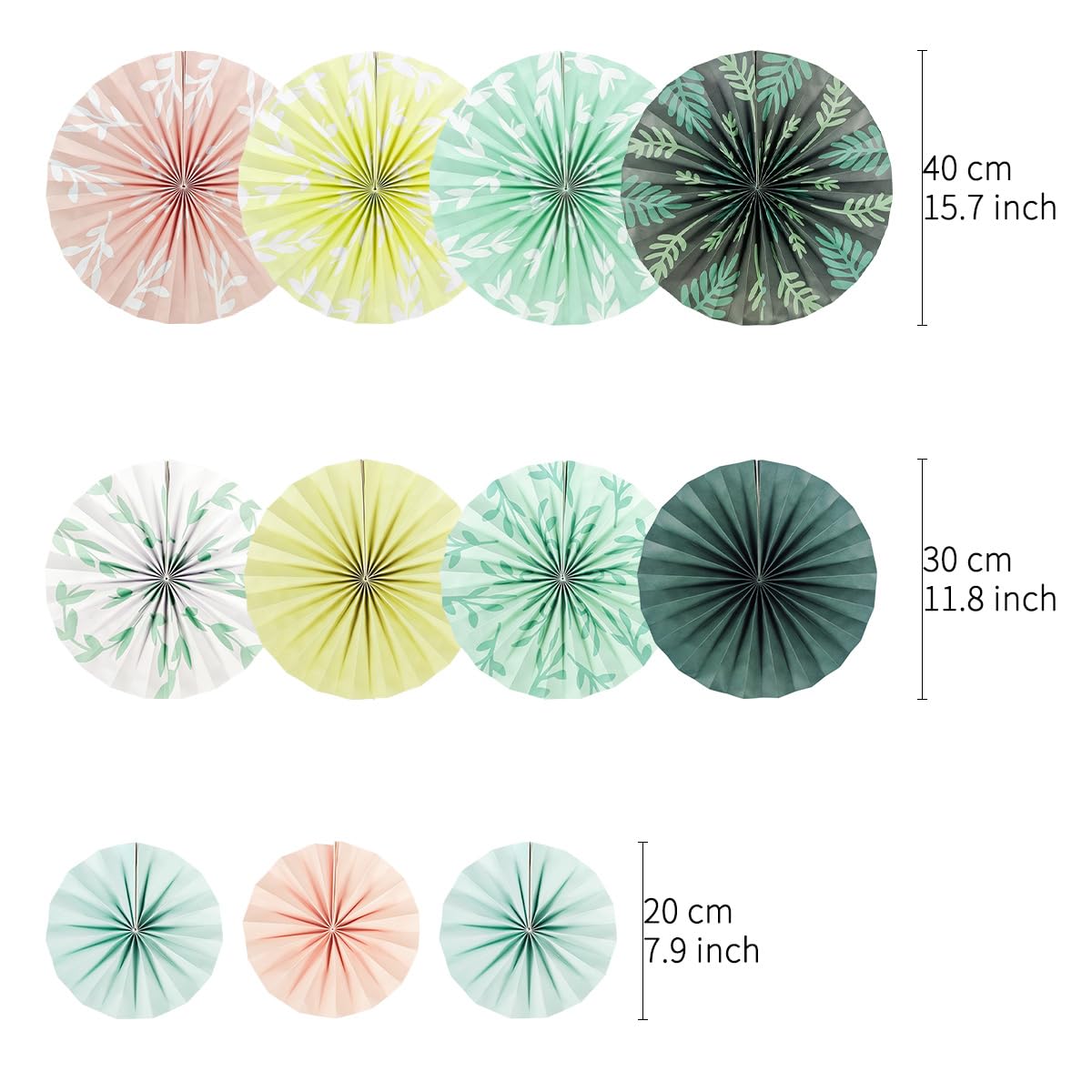 Cadpkler 11 Pcs Sage Paper Fans - Green Bohemian Ceiling Hanging - Perfect for Heme Party, Tea Party, Wedding Party Decoration