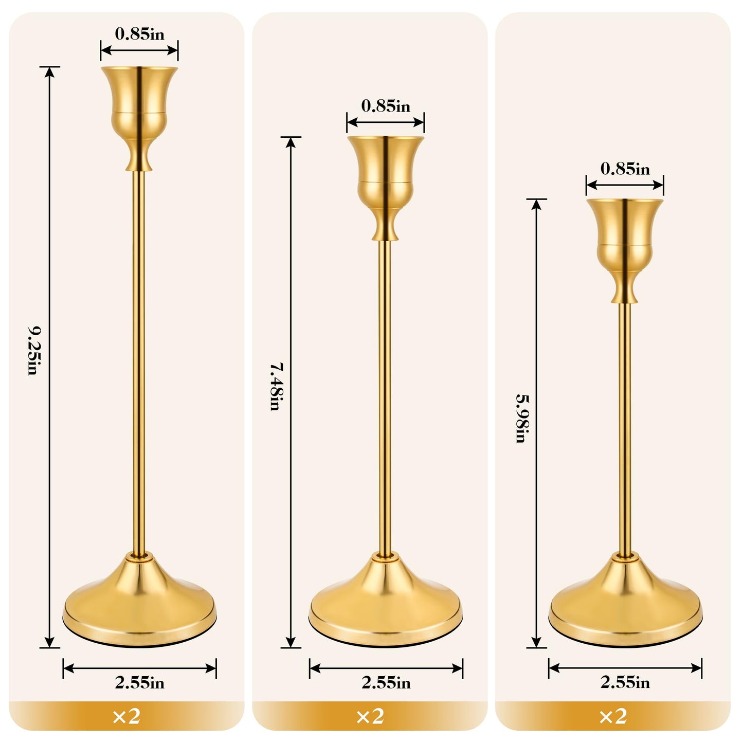 3PCS Candlestick Holders, Taper Candle Holder for Candlesticks, Metal Taper Candle Holders Glaceful Decor Set for Wedding Centerpieces, Christmas, Birthday Party, Holiday Dinning Table Décor