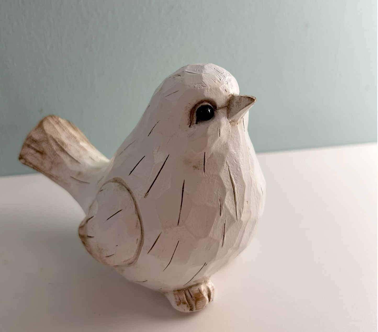 realideas New White Modern Farmhouse Bird Figurine, Bird Statue Sculpture - Carved Rustic Distressed Animal Bird Ornaments - Home Decor Accents Collectible Bird Figurine | Spring