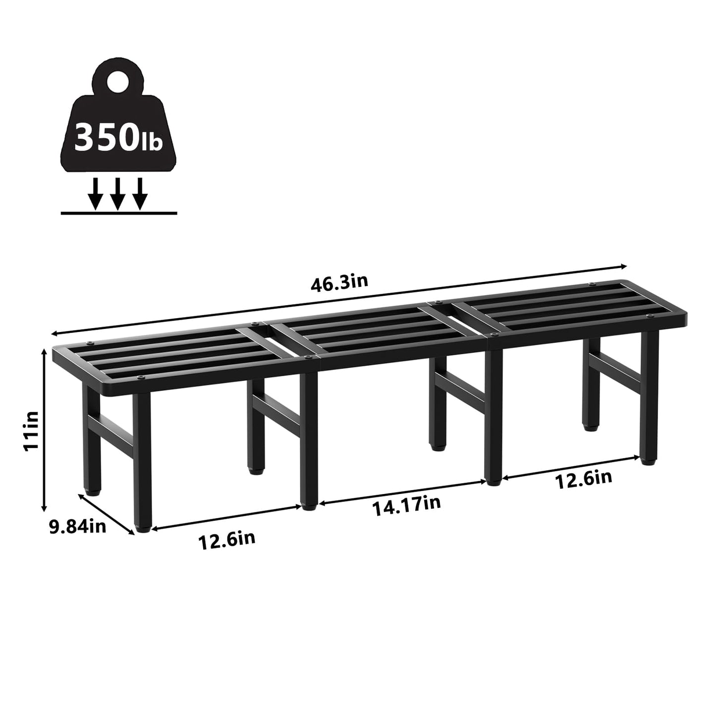 Umi.pzsy Modular Metal Plant Stand, Heavy Duty Expandable Plant Pot Shelf with Anti-Rust Coating, Adjustable Feet & Rounded Corners, Indoor Outdoor Plant Rack for Patio Balcony Living Room, Black