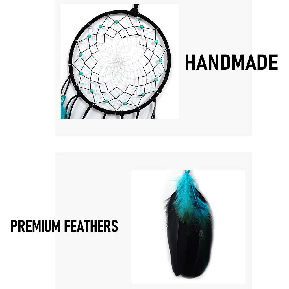 Blue Dream Catchers Handmade, Boho Traditional Circular Net for Wall Hanging Decor, Bedroom Kids, Home Decoration, Art Ornament Craft Gift