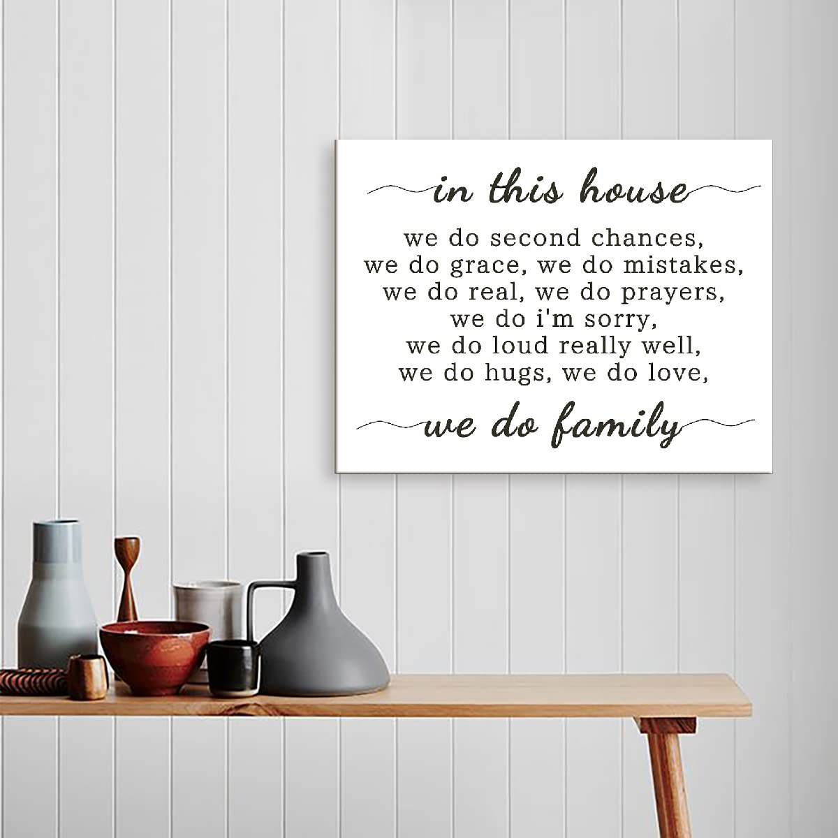Family Quotes Canvas Wall Decor, We Do Family Sign Farmhouse Canvas Painting Wall Decor for Home Living Room 15x11 In