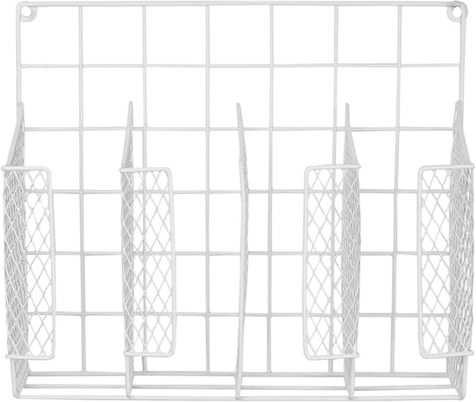 Home Basics Organizer Rust Resistant, Perfect for Food Storage, Silver Foil, Wax Paper, Sandwich Bags, Plastic Wrap-Mounts,White