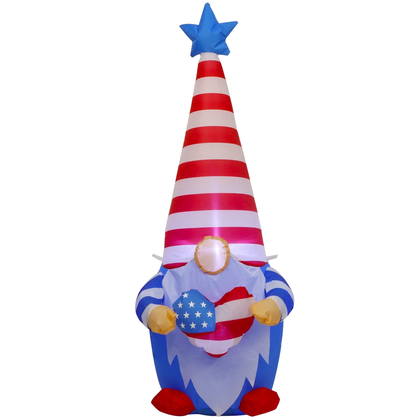 Juegoal Patriotic Independence Day Inflatable, 4FT Blow Up Gnome, 4th of July Outdoor American Uncle Sam, Lighted Tomte Elf with Top Hat for Lawn Yard Home Veterans Day Celebration Garden Decor