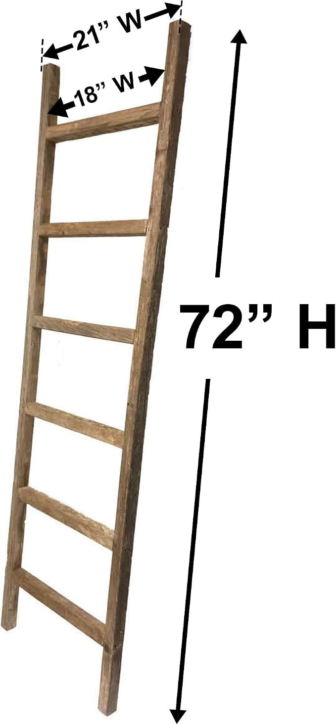 BARNWOODUSA Rustic Farmhouse Decorative Ladder - Our 6 ft Ladder can be Mounted Horizontally or Vertically and is Crafted from Upcycled Wood No Assembly Required Smoky Black