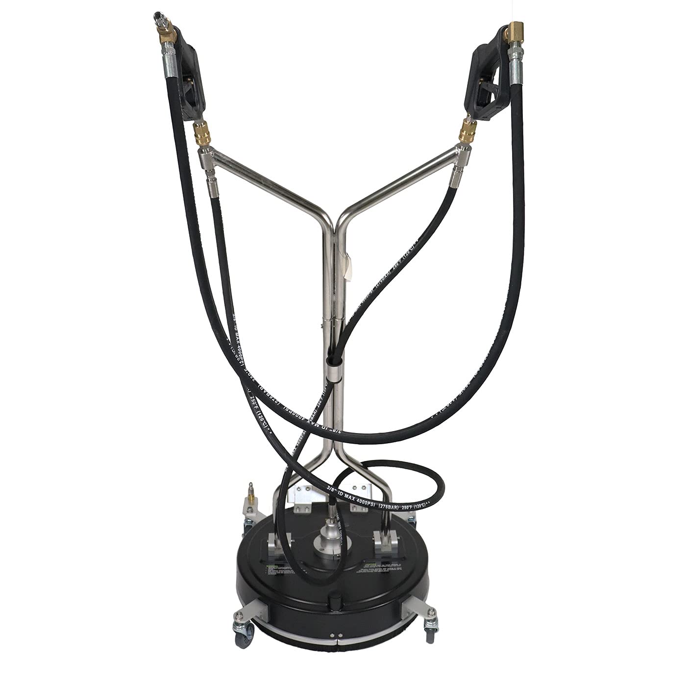 Erie Tools 20" Polypropylene Surface Cleaner with Wheels, 3 Nozzle Spray Bar, Side Nozzles Front Spray Bar, Dual Trigger Guns, Wheels, Pressure Washer 4000 PSI 4 GPM