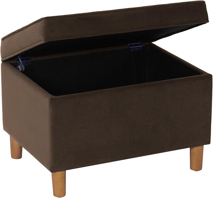 Spatial Order Home Decor | Dinah Collection Modern Storage Ottoman | Ottoman with Storage for Living Room & Bedroom(Chocolate Brown Velvet)