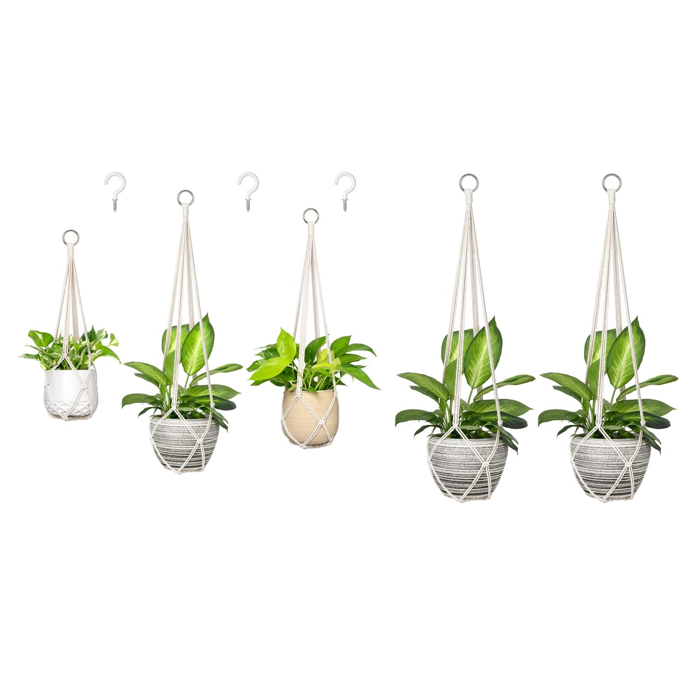 Dahey Macrame Plant Hanger Set of 3 with Hooks Indoor Hanging Planter Basket 35"/29"/23" and Set of 2 Macrame Plant Hanger Indoor Hanging Planter Basket
