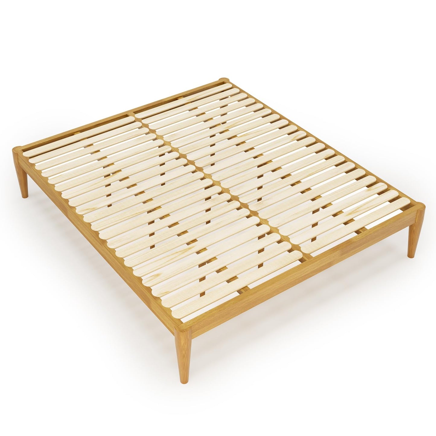 IOTXY California-King Platform Bed Frame - Solid Wood 16-Inch Height Mattress Foundation Base with Densely Slats and Heavy-Duty Support Legs, No Box Spring Needed, Oak