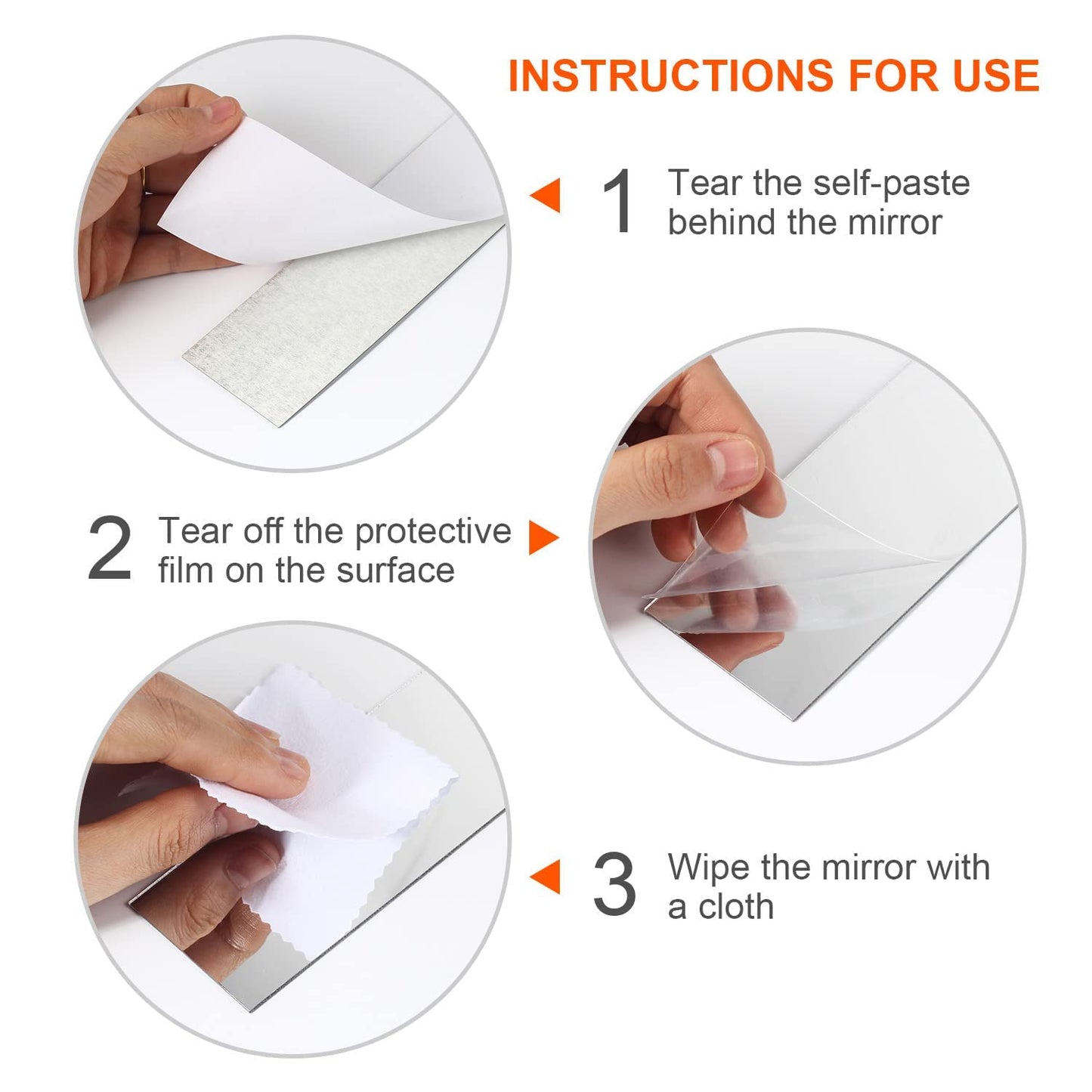 WUTAOBON Mirror Tiles, 2''x20''Mirror Tiles Self Adhesive Stripe Wall Mirror Stickers (Not Glass) Removable Long Acrylic Frameless Mirror Sheets for Home Living Room Bedroom DIY Decor (10Pcs)