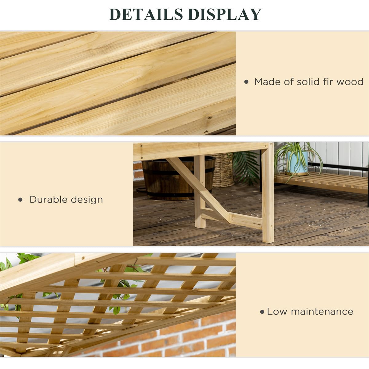 Wooden Outdoor Bench for Grape Vines & Climbing Plants, Backyard Decor,Patio Garden Arbor with Bench,Side Trellises for Climbing Plants, Patio Garden Bench Arbor Arch with Pergola and Trellises