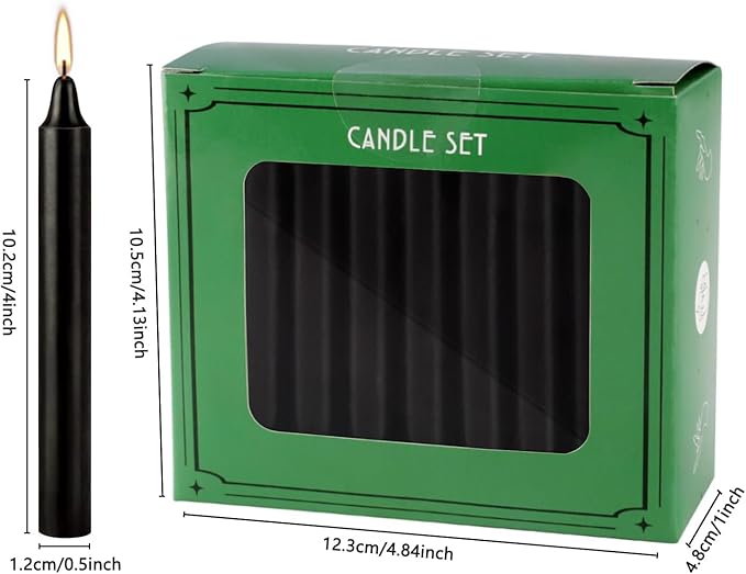 Set of 40 Black Candles ??Spell Chime Candles for Halloween, Rituals, Prayer, Birthdays, Meditation, Altar - 4 Inch Tall, Unscented