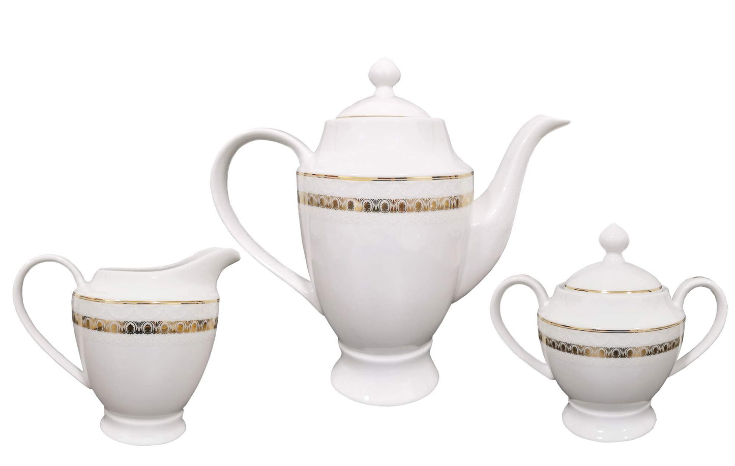 Stylish and Elegant 57 Pieces Bone China Dinnerware Set Service for 8 People - Gold