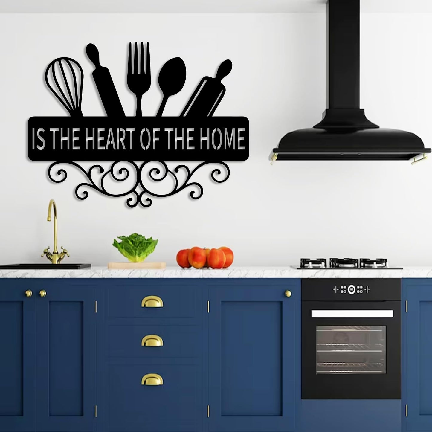 Kitchenware Metal Wall Decor, Kitchen Wall Decor, Kitchen Metal Wall Signs, Kitchenware Sign, Wall Art for Living, Dining Room (White, 19"x14"|47x35cm)